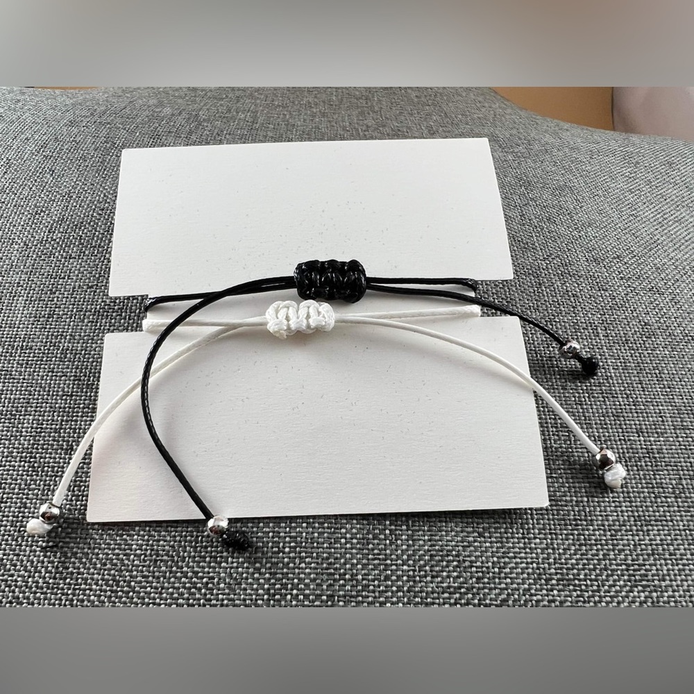 His& Hers Magnetic Couple Black White Silver Magnetic Bracelets New